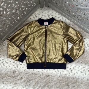Wonder Nation gold glitter bomber jacket girls size 6 sparkly holiday party